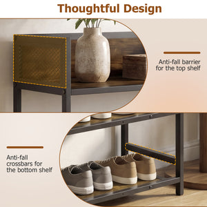 4-Tier Shoe Rack Industrial Shoe Organizer with Heavy Duty Metal Frame-Rustic Brown