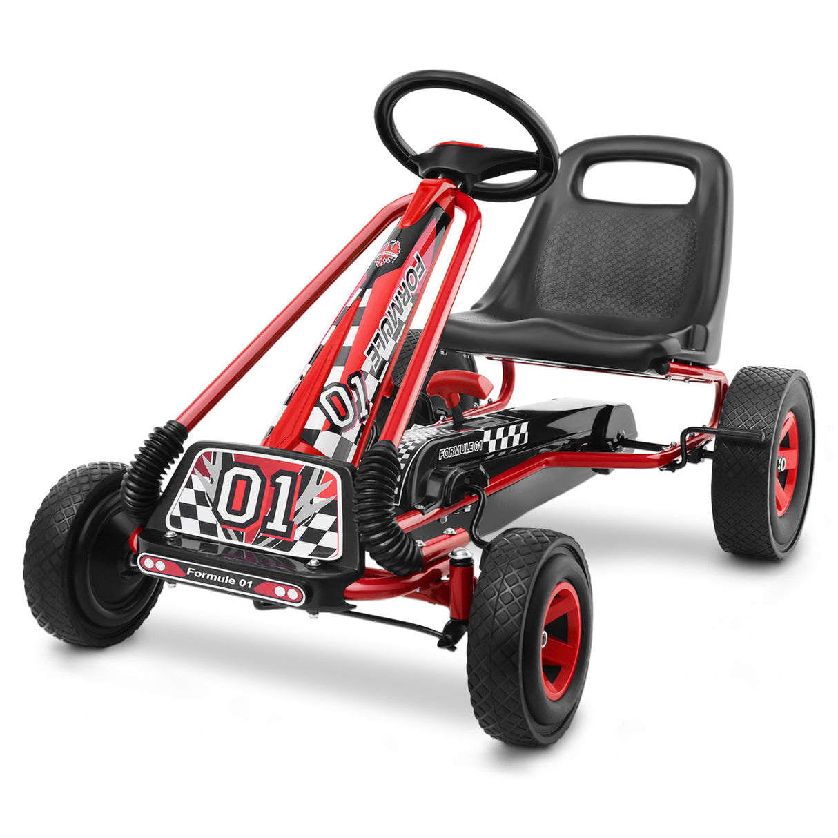 4 Wheels Kids Ride On Pedal Powered Bike Go Kart Racer Car Outdoor Play Toy-Red