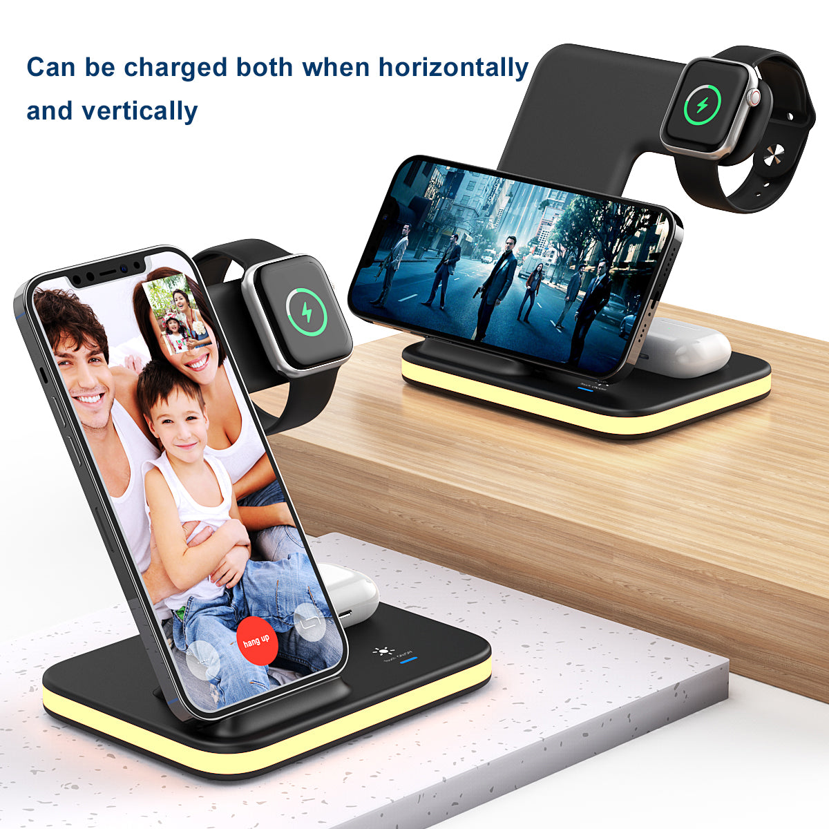 4-in-1 Wireless Charging Stand with Night Light by Infinite Basics
