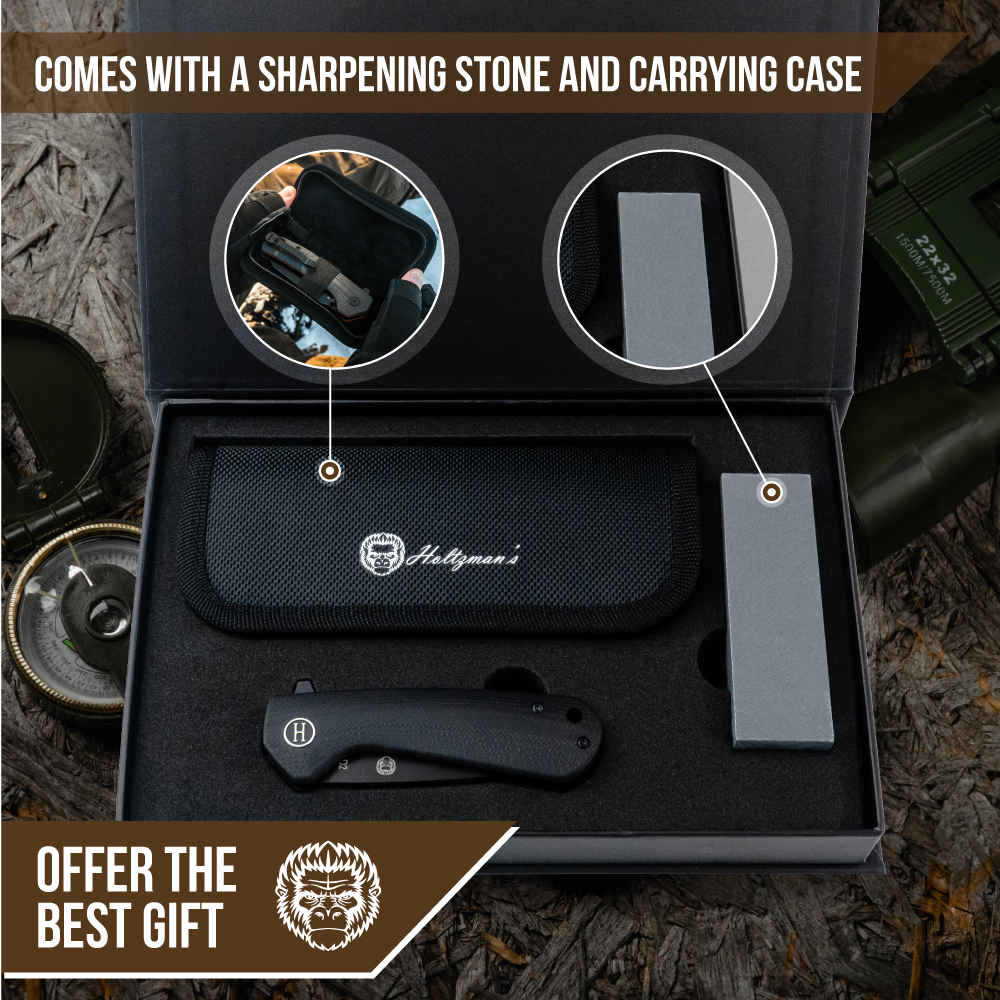 The Peasant Folding Pocket Knife Giftset for Men and Women (Black)