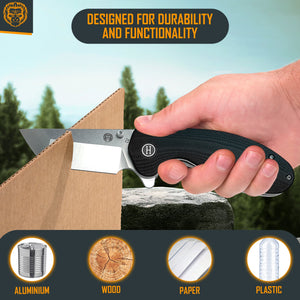 The Pioneer Folding Pocket Knife Giftset for Men and Women (Silver and Black)