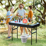 4 Feet Plastic Party Ice Folding Table with Matching Skirt-Black
