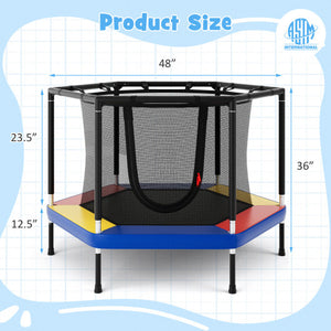 4 FT Small Toddler Recreational Trampoline with Safety Enclosure Net-Colorful