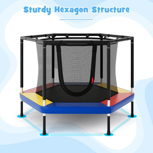 4 FT Small Toddler Recreational Trampoline with Safety Enclosure Net-Colorful