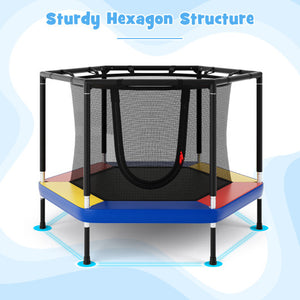 4 FT Small Toddler Recreational Trampoline with Safety Enclosure Net-Colorful