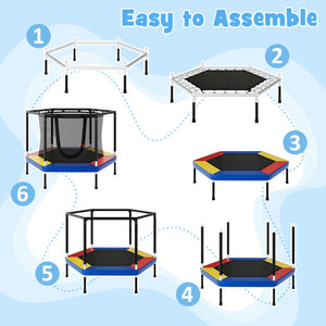 Kids Trampoline Recreational Bounce Jumper with Safety Enclosure Net-Navy