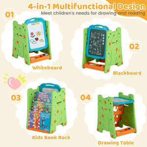 4 in 1 Art Easel for Kids with Double Sided Magnetic Board-Green