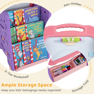 4 in 1 Art Easel for Kids with Double Sided Magnetic Board-Pink