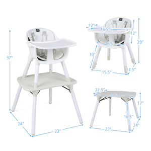 4-in-1 Baby Convertible Toddler Table Chair Set with PU Cushion-Cream