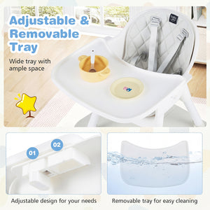 4-in-1 Baby Convertible Toddler Table Chair Set with PU Cushion-Cream