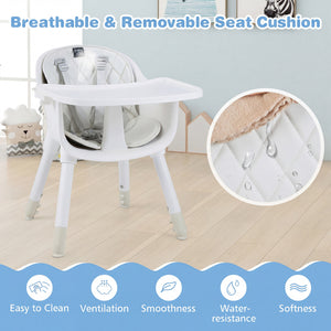 4-in-1 Baby Convertible Toddler Table Chair Set with PU Cushion-Cream