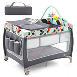 3-in-1 Portable Baby Playard with Zippered Door and Toy Bar-Blue