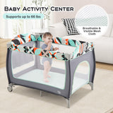 3-in-1 Portable Baby Playard with Zippered Door and Toy Bar-Blue