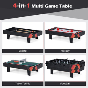 4 in 1 Combo Game Table Set with Billiards-Black