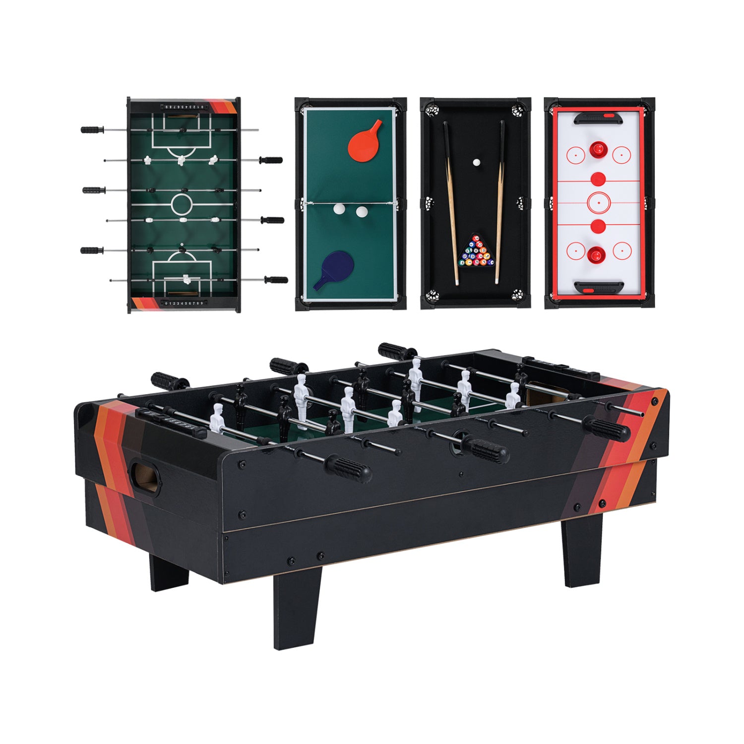 4 in 1 Combo Game Table Set with Billiards-Black