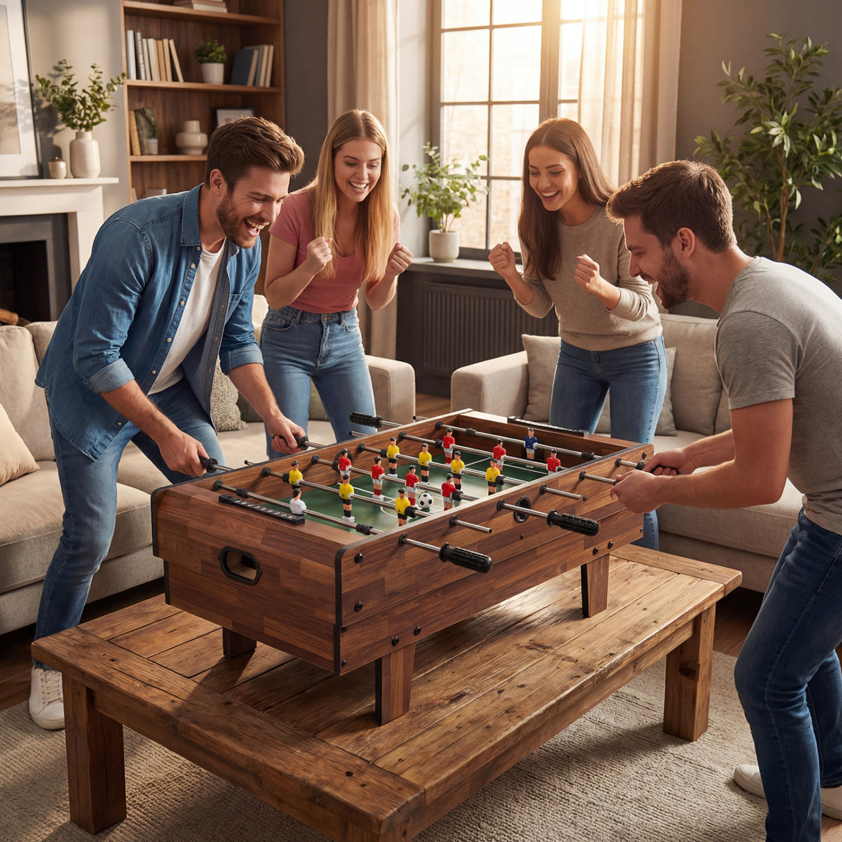 4 in 1 Combo Game Table Set with Billiards-Natural