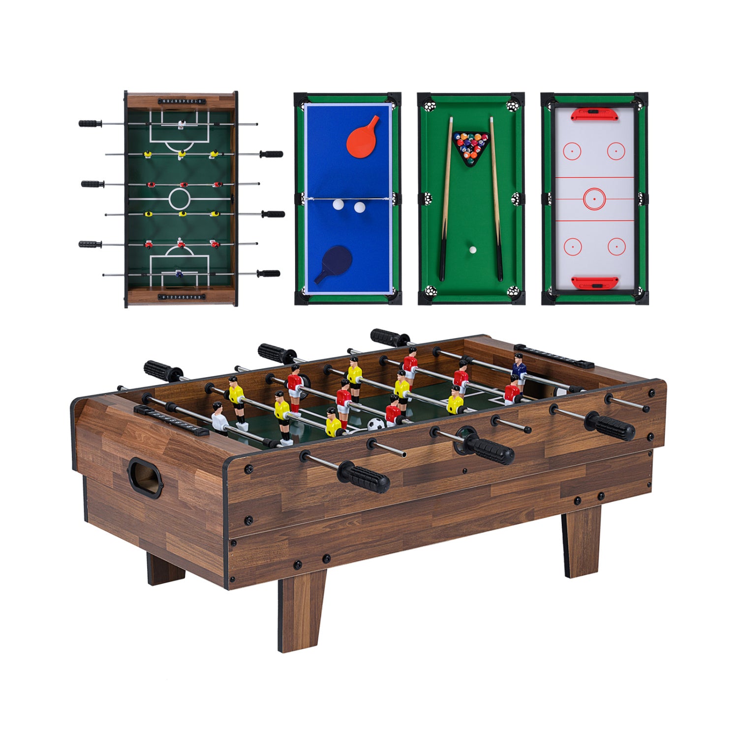 4 in 1 Combo Game Table Set with Billiards-Natural