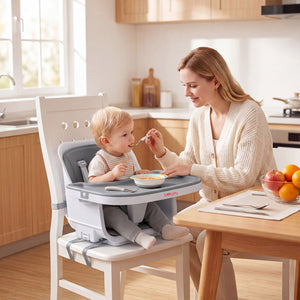 4-in-1 Convertible Baby High Chair with Detachable and Adjustable Tray-Gray