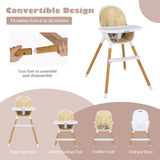 4-in-1 Convertible Baby High Chair Infant Feeding Chair with Adjustable Tray-Beige