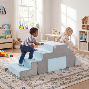 4-in-1 Foam Climbing Blocks Toddler Indoor Climb with Slide-Gray