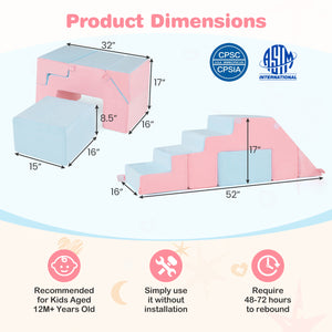 4-in-1 Foam Climbing Blocks Toddler Indoor Climb with Slide-Pink