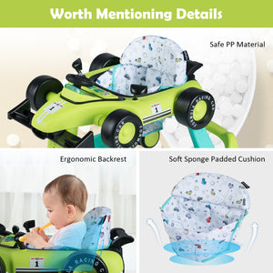4-in-1 Foldable Activity Push Walker with Adjustable Height-Green