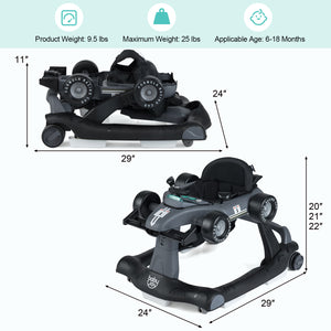 4-in-1 Foldable Activity Push Walker with Adjustable Height-Gray