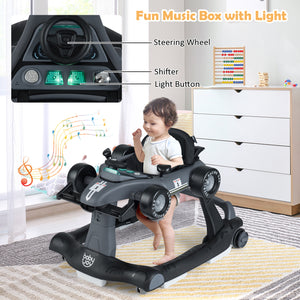 4-in-1 Foldable Activity Push Walker with Adjustable Height-Gray