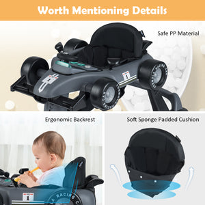 4-in-1 Foldable Activity Push Walker with Adjustable Height-Gray