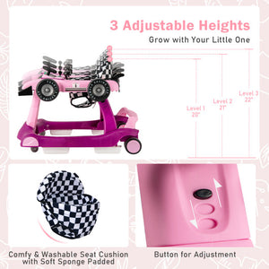 4-in-1 Foldable Activity Push Walker with Adjustable Height-Purple