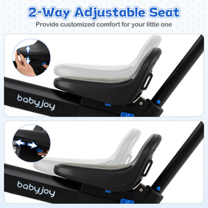 4-in-1 Foldable Toddler Tricycle with Push Handle with Adjustable Seat-Navy