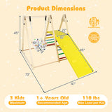 4-in-1 Indoor Jungle Gym with Baby Swing and Climbing Ramp-Multicolor