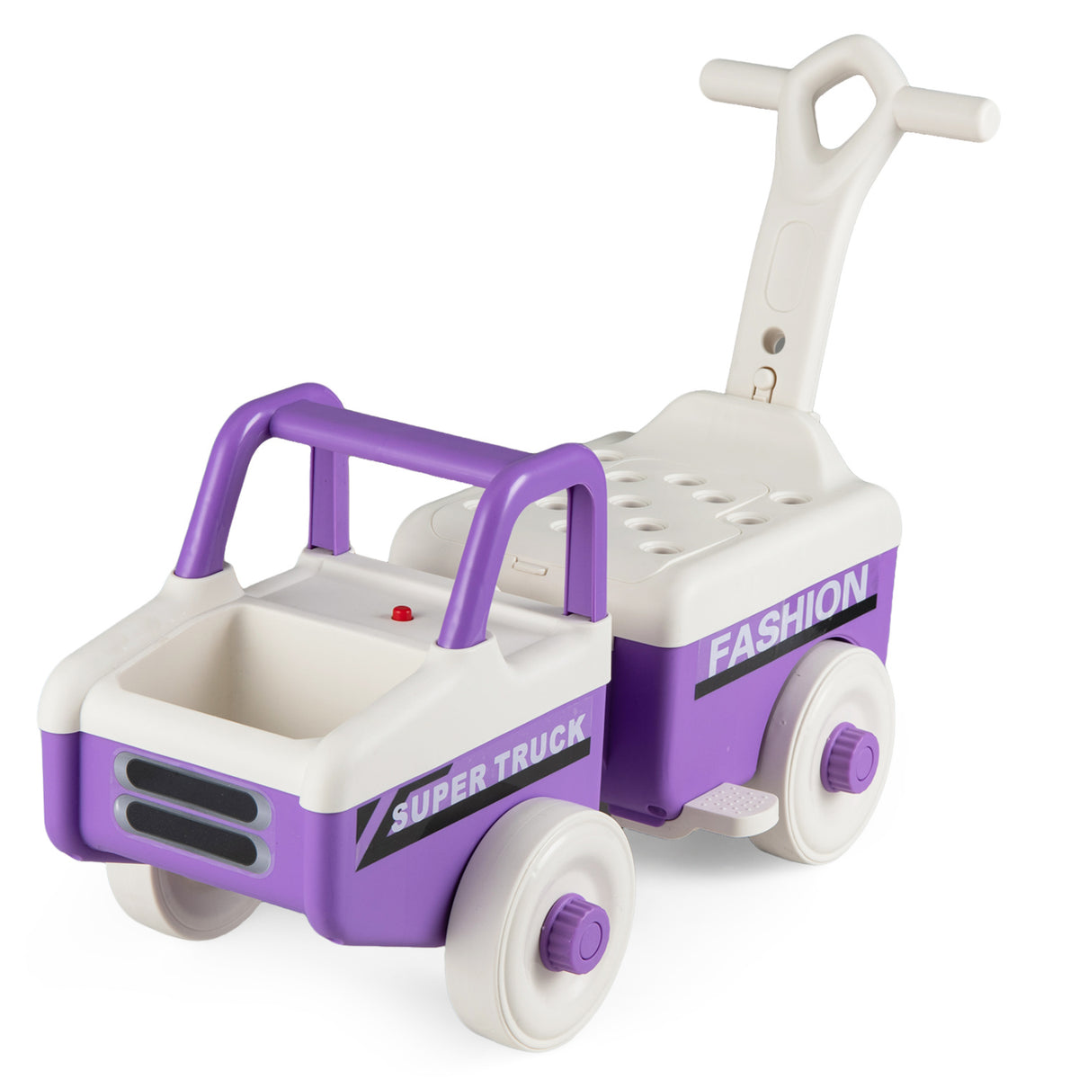 4 in 1 Ride on Push Car with Music and Under-Seat Storage for Boys Girls-Purple