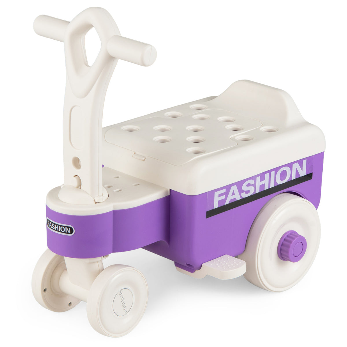 4 in 1 Ride on Push Car with Music and Under-Seat Storage for Boys Girls-Purple