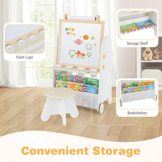 4-in-1 Toddler Activity Table Set with Magnetic Whiteboard and Chalk Board-Gray