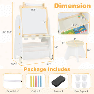 4-in-1 Toddler Activity Table Set with Magnetic Whiteboard and Chalk Board-Natural
