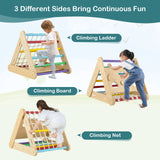 Patented 4 in 1 Triangle Climber Toy with Sliding Board and Climbing Net-Multicolor