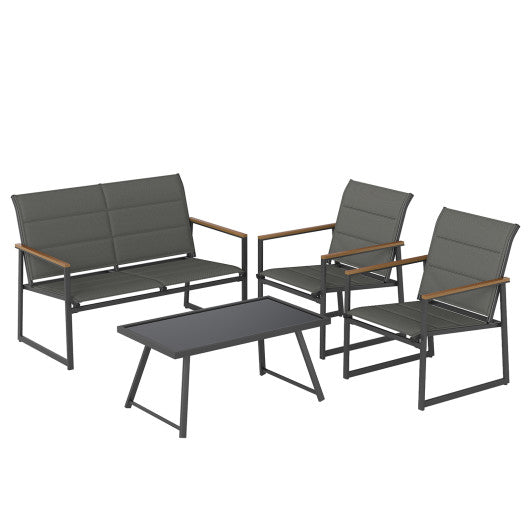 4-Piece Outdoor Conversation Patio Furniture Set-Gray
