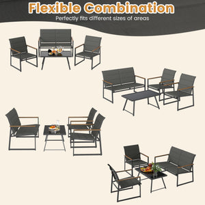 4-Piece Outdoor Conversation Patio Furniture Set-Gray