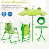 4 Pieces Kids Picnic Set with 2 Folding Chairs and Height Adjustable Umbrella-Light Green