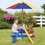 Outdoor 4-Seat Kid's Picnic Table Bench with Umbrella