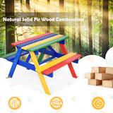 Outdoor 4-Seat Kid's Picnic Table Bench with Umbrella