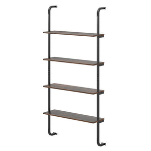 4-Tier Industrial Pipe Shelving with Metal Frame for Living Room Kitchen-Rustic Brown