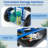 4-Wheel Rolling Garden Cart Work Seat-Blue
