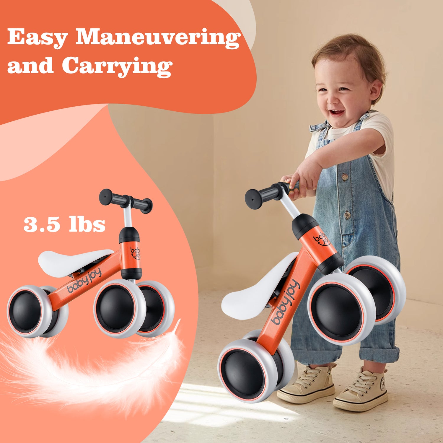 Baby Balance Bike for 2 Years Old Boys Girls No Pedal 4 Wheels-Blue