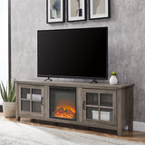Modern Farmhouse 2 Door Glass Windowpane 70" TV Stand For 80" TVs by Couch.com