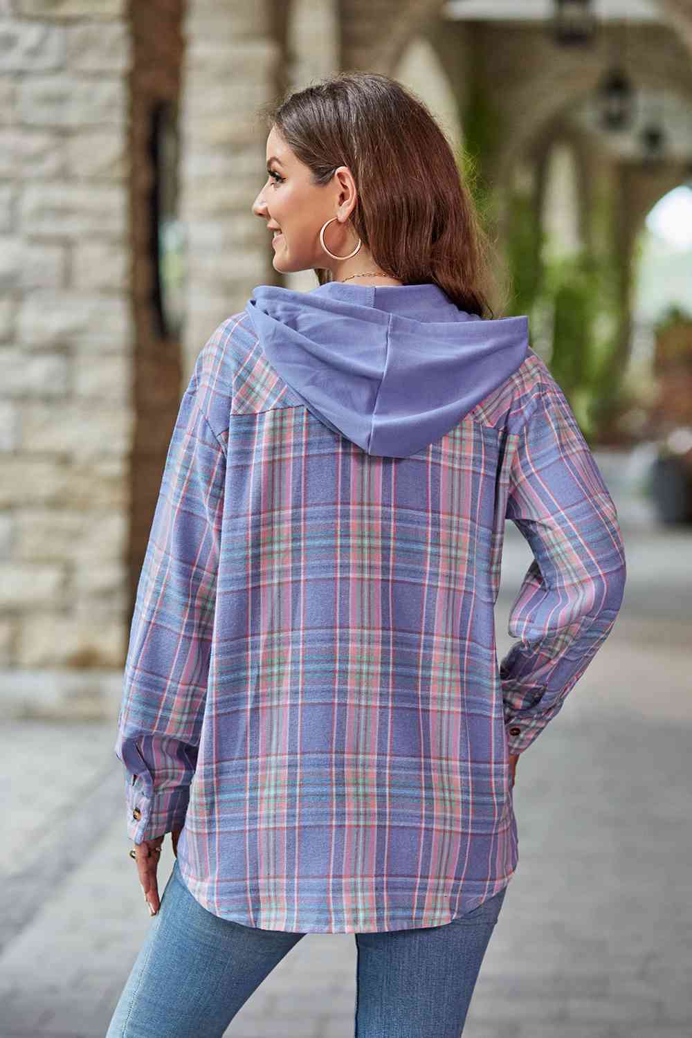 Modern Women Plaid Long Sleeve Hooded Jacket Stylish & Comfortable Outerwear For Winter And Autumn