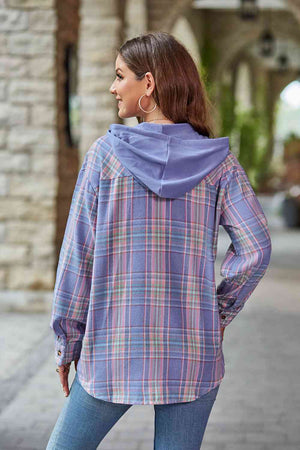 Modern Women Plaid Long Sleeve Hooded Jacket Stylish & Comfortable Outerwear For Winter And Autumn