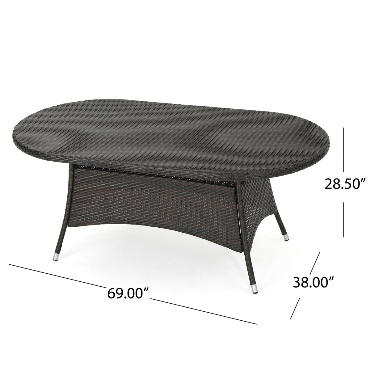 Outdoor Oval Dining Table With Silver Tipped Legs - Brown Multi by Couch.com
