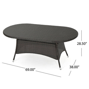 Outdoor Oval Dining Table With Silver Tipped Legs - Brown Multi by Couch.com